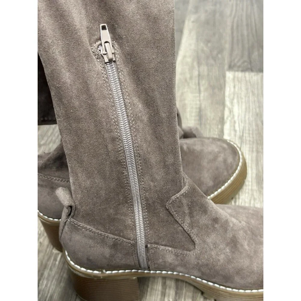 NEW Altar’d State Faux Suede Over The Knee Boots Taupe Chunky Lug Sole Size 8.5M